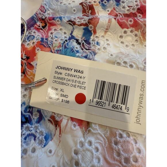 Johnny Was One Piece Swimsuit Summer Days Eyelet Crossback New Size XL Floral - Picture 6 of 6